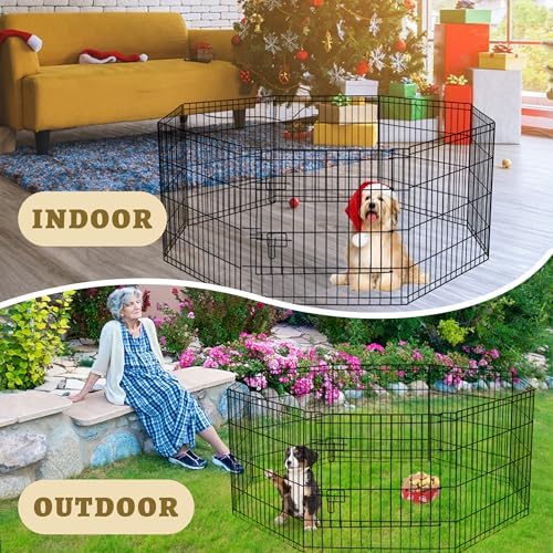 8-Panel Foldable Metal Dog Exercise Pen – 24/30/36/42/48 Inch Height, - Image 6