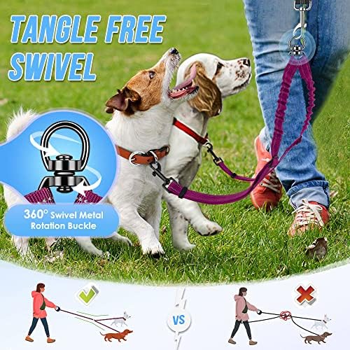 AUTOWT Double Dog Leash, No Tangle 360°Swivel Rotation Reflective Lead - Image 6