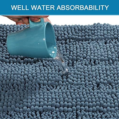 H.VERSAILTEX Bath Rug Non Slip Chenille Striped 17" x 24" Absorbent Soft Shaggy - Image 5