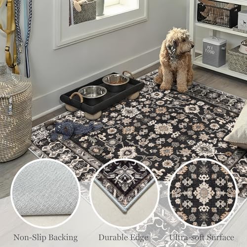 Washable Oval 5x6 Area Rug Soft Floral Carpet - Image 7
