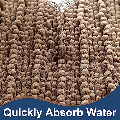 Luxury Chenille Taupe Bathroom Rugs Sets 2 Piece, Thickened Hot Melt Rubber - Image 4