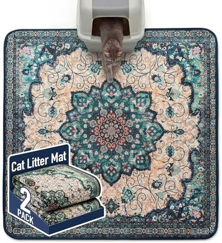 Hompet Cat Litter Mat 2 Pack, 54x54 Large Machine Washable Trapping Mats by Hompet