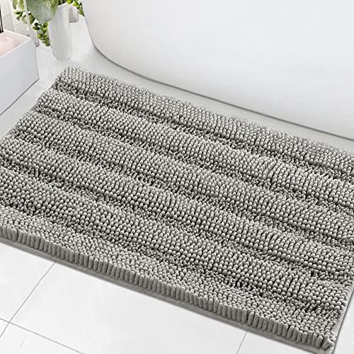 H.VERSAILTEX Bath Mats for Bathroom Non Slip Extra Thick Chenille Striped Bath by HVERSAILTEX