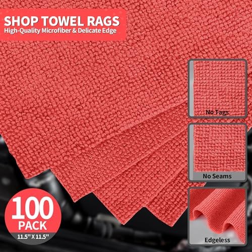 Shop Towels Rags, 100 Pack Microfiber Cleaning Cloth Bulk Absorbent Detailing - Image 2