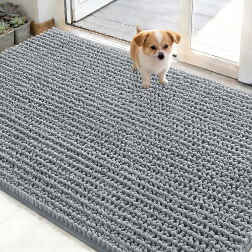 OLANLY Dog Door Mat for Muddy Paws 48x30, Ultra-Absorbent Chenille Mud Mat by OLANLY