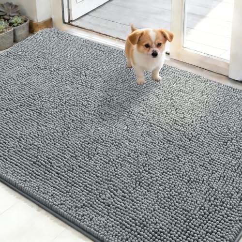 OLANLY Dog Door Mat for Muddy Paws 48x30, Super Absorbent Chenille Mud Mat by OLANLY