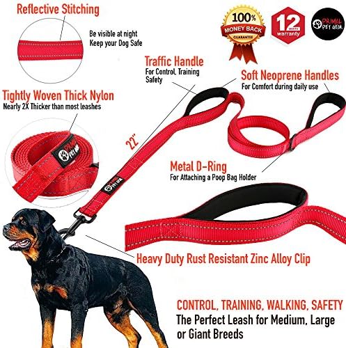 Primal Pet Gear Dog Leash 6ft Long, Traffic Padded Two Handle, Heavy Duty - Image 2