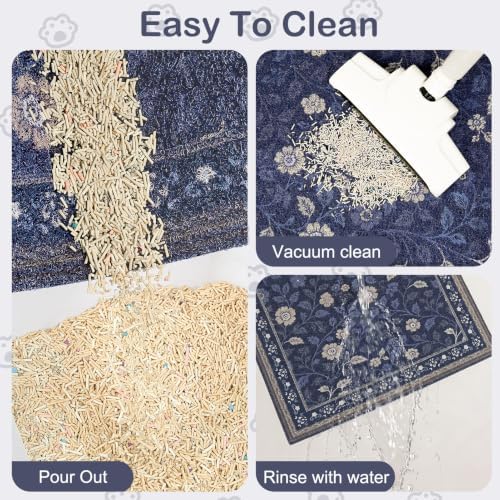 Glittme Cat Litter Mat 47"x35" Non-Slip Washable Trapping Mat - Image 3