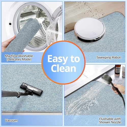 HOMTEB Bathroom Rugs Sets 2 Piece, Thin Bath Mat Absorbent Quick Dry, Machine - Image 5
