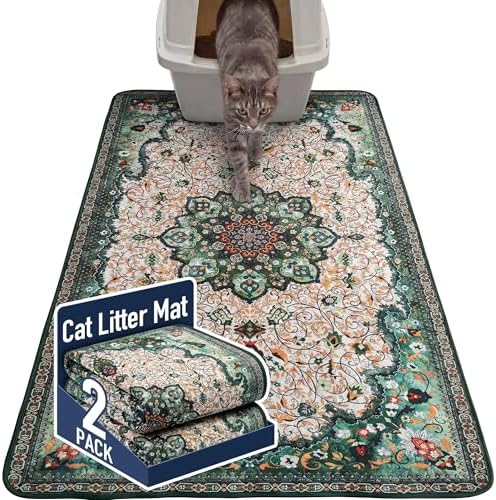 Hompet Cat Litter Mat 2 Pack, 36x48 Large Machine Washable Trapping Mats by Hompet