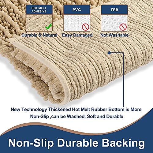 Luxury Chenille Beige Bathroom Rugs Sets 2 Piece, Thickened Hot Melt Rubber - Image 2
