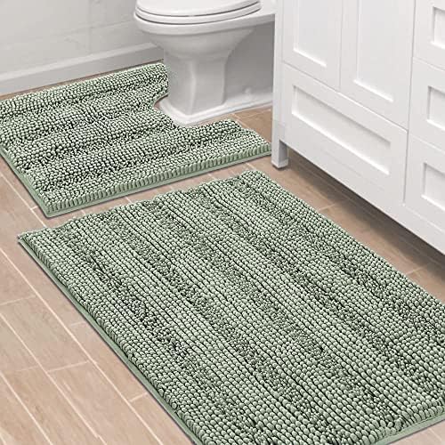 H.VERSAILTEX Bathroom Rugs Bath Rug Set 2 Piece Bathroom Contour Rug Toilet Mat by HVERSAILTEX