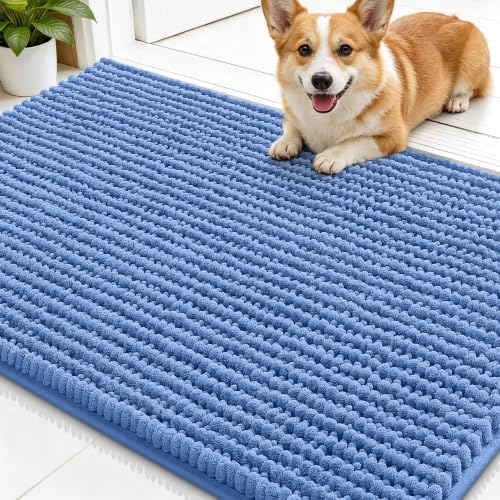 Smiry Dog Door Mat for Muddy Paws 30x20, Ultra Absorbent Chenille Doormat by Smiry