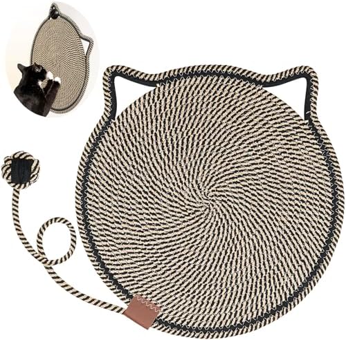 Cat Scratcher Mat, Natural Cotton Rope Cat Scratch Pad, 15.7'' Round Horizontal by LetalongPetSupplies