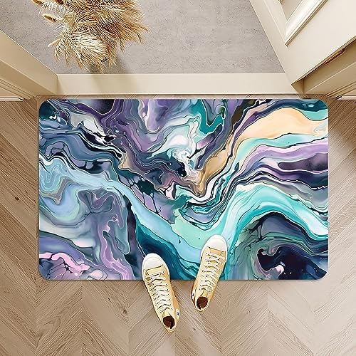 Bath Mat Rug, Cool colors abstract marble Non Slip Quick Dry Super Absorbent - Image 6