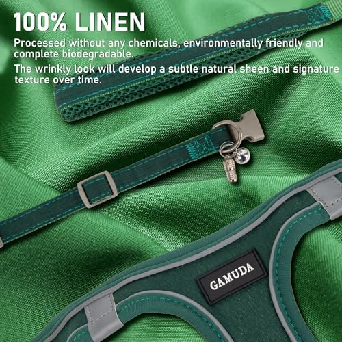 GAMUDA Small Pet Harness Collar and Leash Set, Step in No Chock No Pull Linen - Image 2