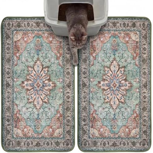 Hompet Cat Litter Mat 2 Pack, 18x28 Machine Washable Trapping Mats by Hompet