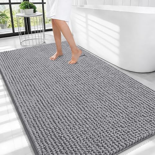 OLANLY Thick Chenille Large Bathroom Rugs 44x32, Absorbent Bath Mat by OLANLY