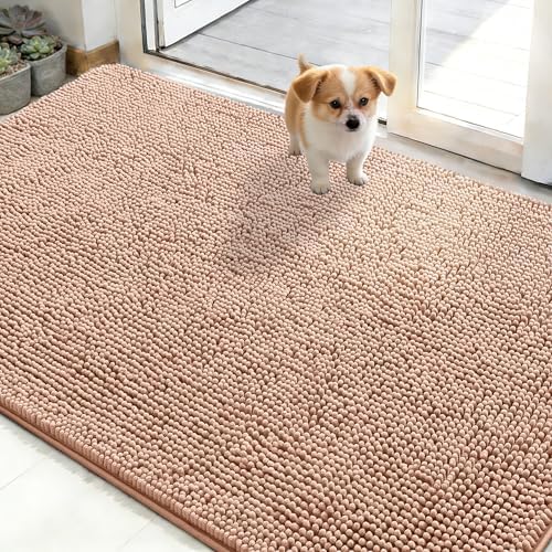 OLANLY Dog Door Mat for Muddy Paws 48x30, Super Absorbent Chenille Mud Mat by OLANLY