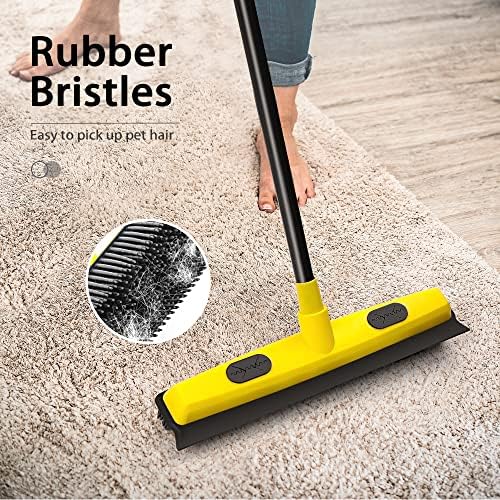 JEHONN Rubber Broom with Squeegee, Pet Hair Remover 52.8 inches Long Handle - Image 5