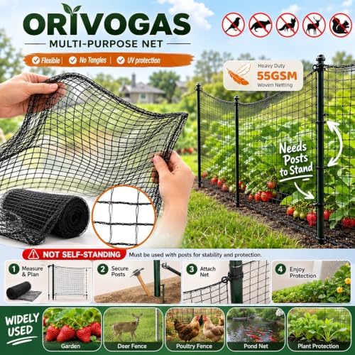 Plastic Mesh Fence Deer Fencing 4x75ft, Reinforced Edges, 55gsm Heavy Duty - Image 2