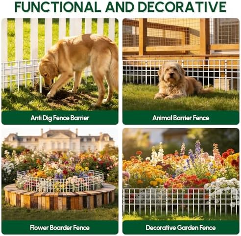 17ft x 13in Garden Fence Animal Barrier, 12 Panels No Dig Fence Panels - Image 7