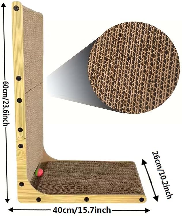 KVV Cat Scratcher, 23.6 Inch L Shaped Cat Scratch Pad - Image 3