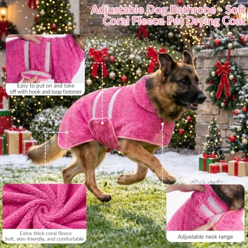 Dog Bathrobe, Super Absorbent for Small to Large Dogs, Rose Pink XL - Image 4
