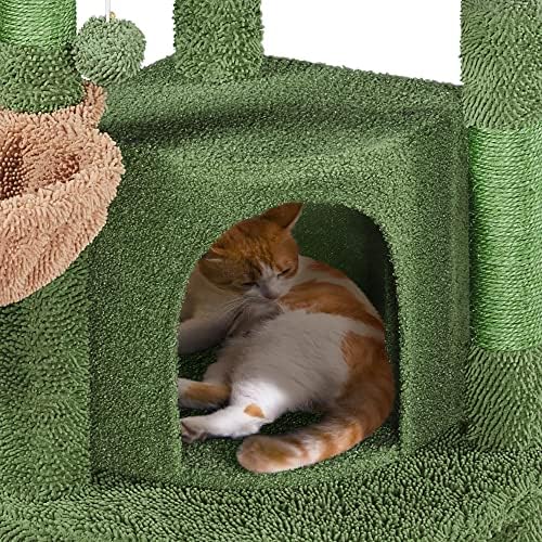 Yaheetech 42in Green Cactus Cat Tree Tower - Image 4