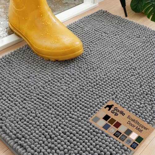 GORILLA GRIP SoakSTOPPER Dog Door Mat, Machine Wash and Dry, 24x17 Gray by GorillaGrip