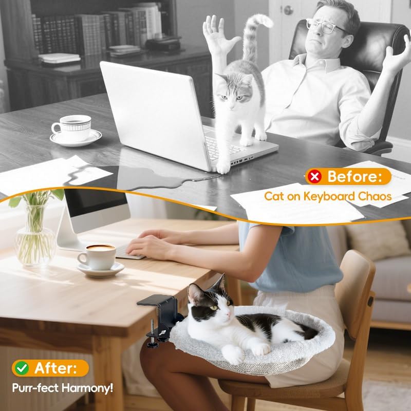Cat Bed for Desk |2 Machine-Washable Covers |Foldable Cat Bed Desk Mount - Image 7