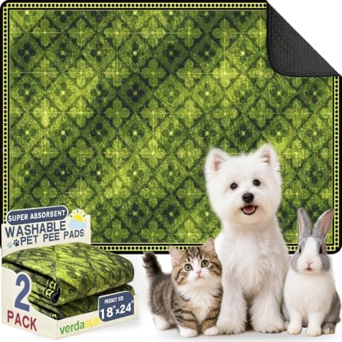 Washable Pee Pads for Dogs 18"x24" 2 Pack Reusable Puppy Potty Pad by Verdasun