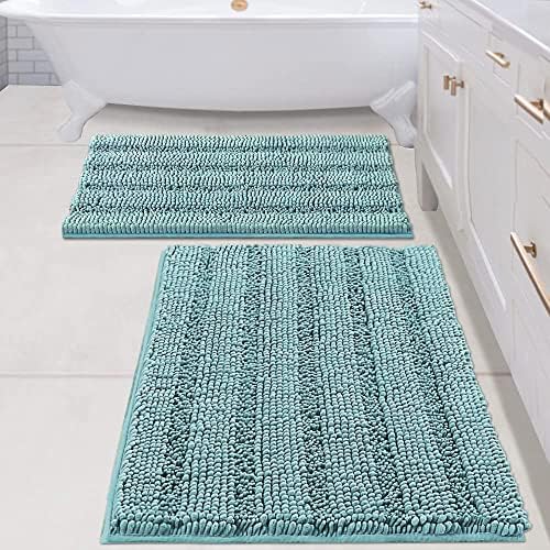 H.VERSAILTEX Bathroom Rugs Bath Mats Sets Super Absorbent Chenille Striped Bath by HVERSAILTEX