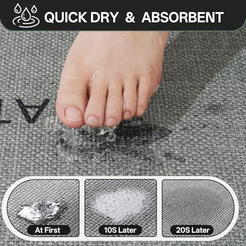 Bath Mat Non Slip, Quick Dry Bathroom Rug Under Door - Image 4