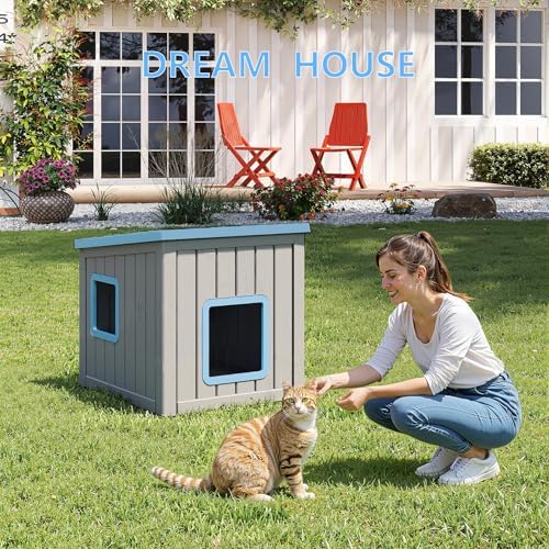 DRATO Outdoor Cat House Waterproof PP Material Feral Cat Shelter, Robust Sturdy - Image 4