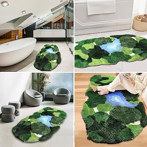 3x5 Feet 3D Moss Rug, Shag Carpet Tropical Area Rugs Non Slip Turf Rug Indoor - Image 4