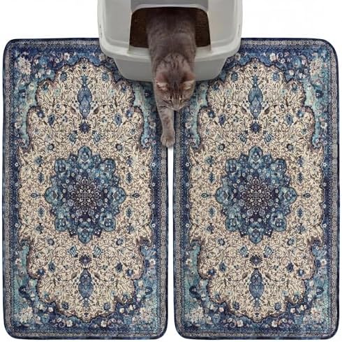 Hompet Cat Litter Mat 2 Pack, 18x28 Machine Washable Trapping Mats by Hompet
