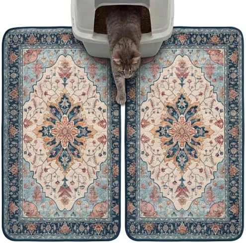 Hompet Cat Litter Mat 2 Pack, 18x28 Machine Washable Trapping Mats by Hompet