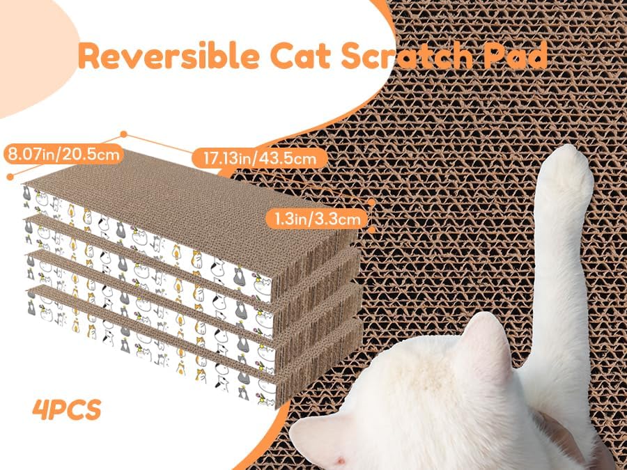 PatiencET Cat Scratch Pad with Box, 4 Pack Cardboard Scratcher Lounge Bed - Image 4